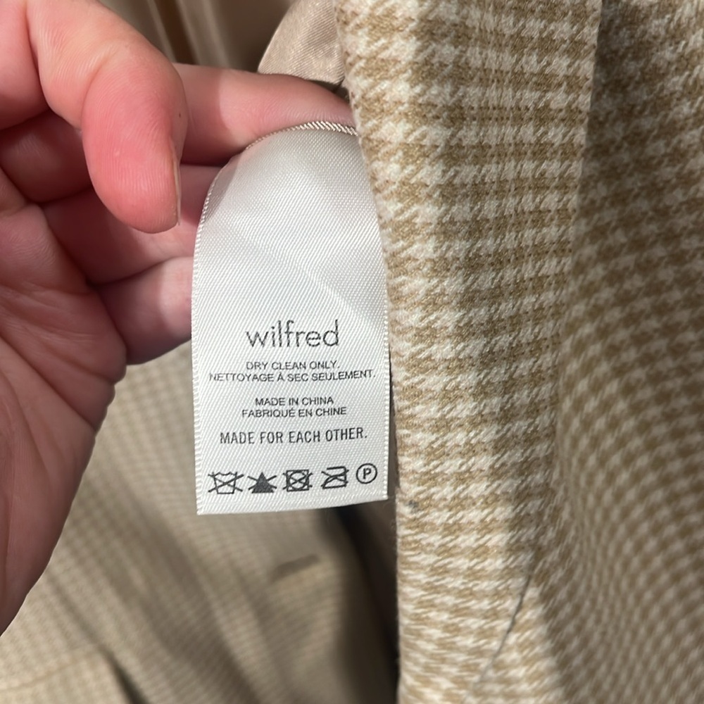 Aritzia Wilfred Sophia Houndstooth Oversized Blazer in beige - size small - Picture 12 of 12